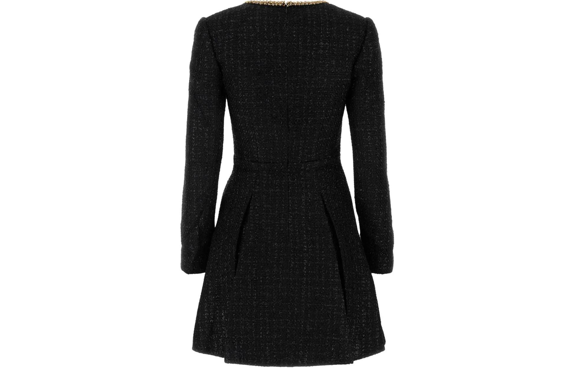 (Women) Self-Portrait  Black Midi Long-Sleeve Solid Dress RS24041SAB-BLACK 圖 3