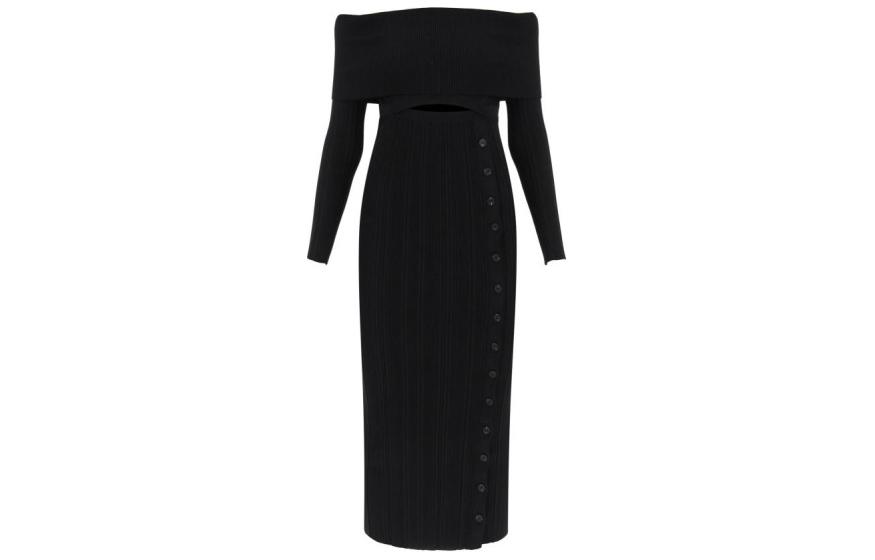 (Women) Self-Portrait  Black Off-Shoulder Long-Sleeve Midi Dress. RS24200MB 圖 2