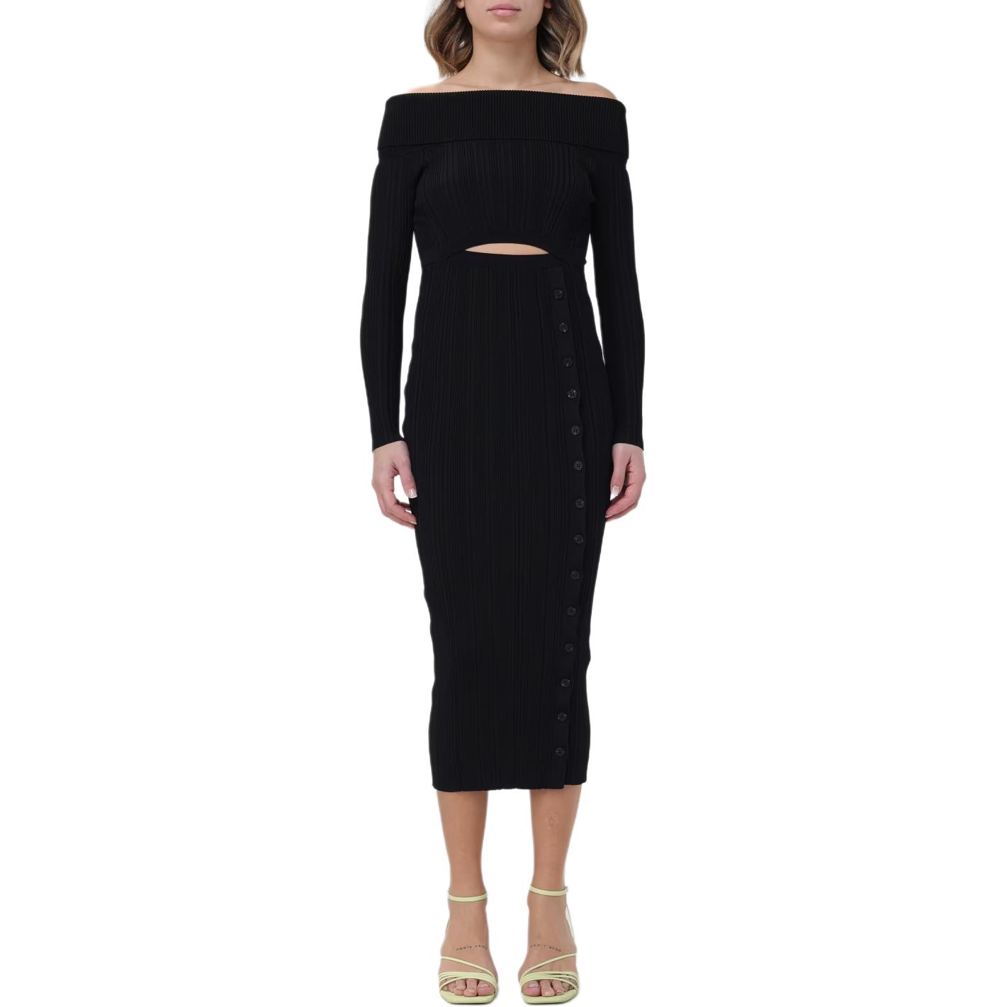 (Women) Self-Portrait  Black Off-Shoulder Long-Sleeve Midi Dress. RS24200MB 圖 3