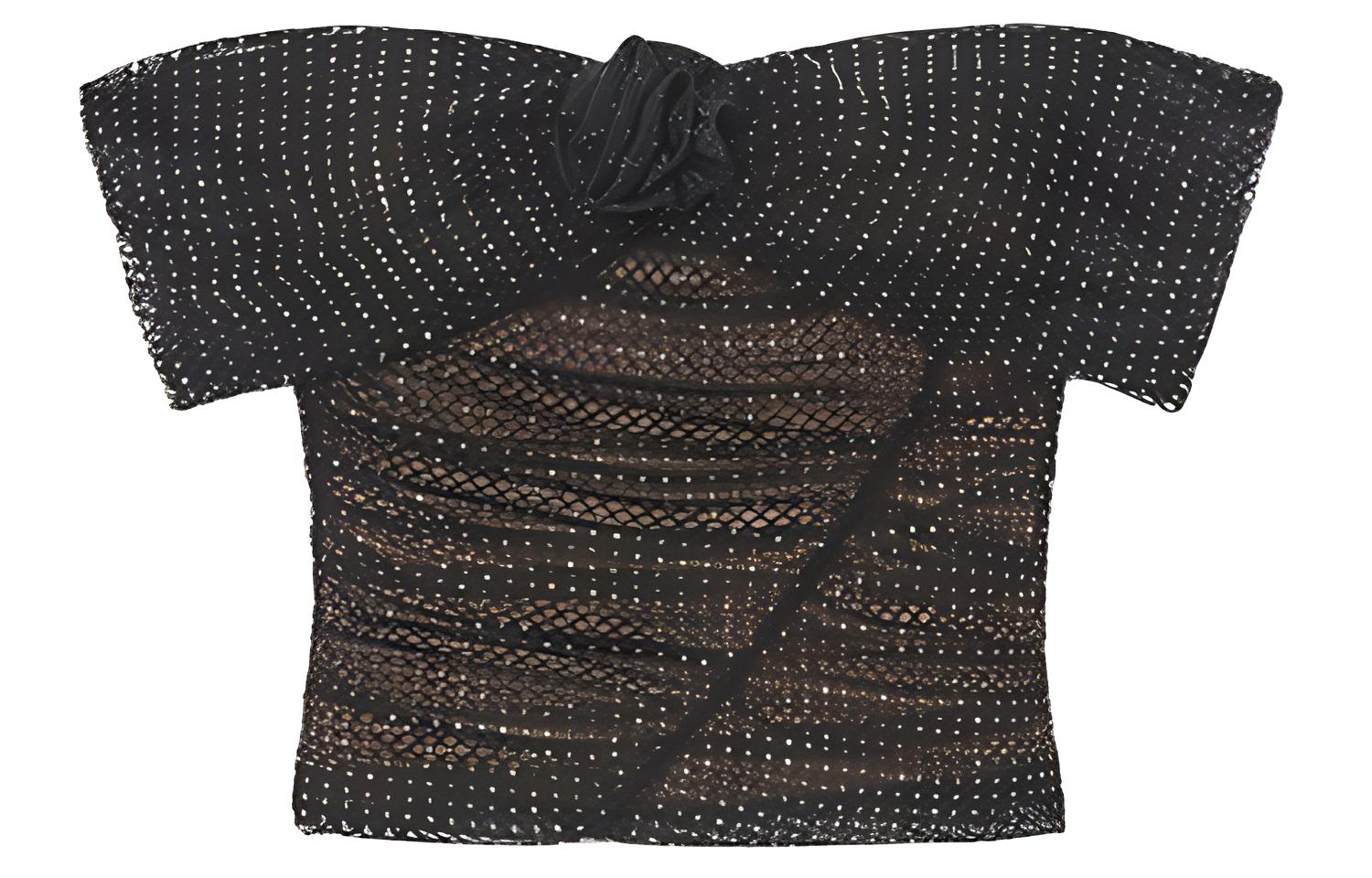 (Women) Self-Portrait  Black Off-Shoulder Rhinestone Floral Dress SWF352C03500