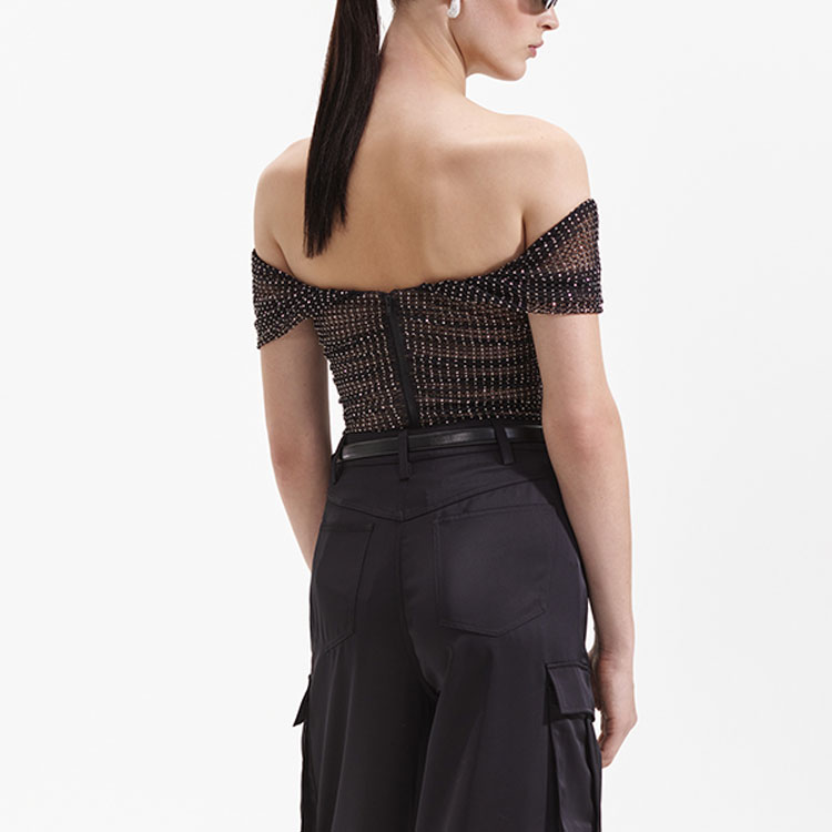 (Women) Self-Portrait  Black Off-Shoulder Rhinestone Floral Dress SWF352C03500 圖 4