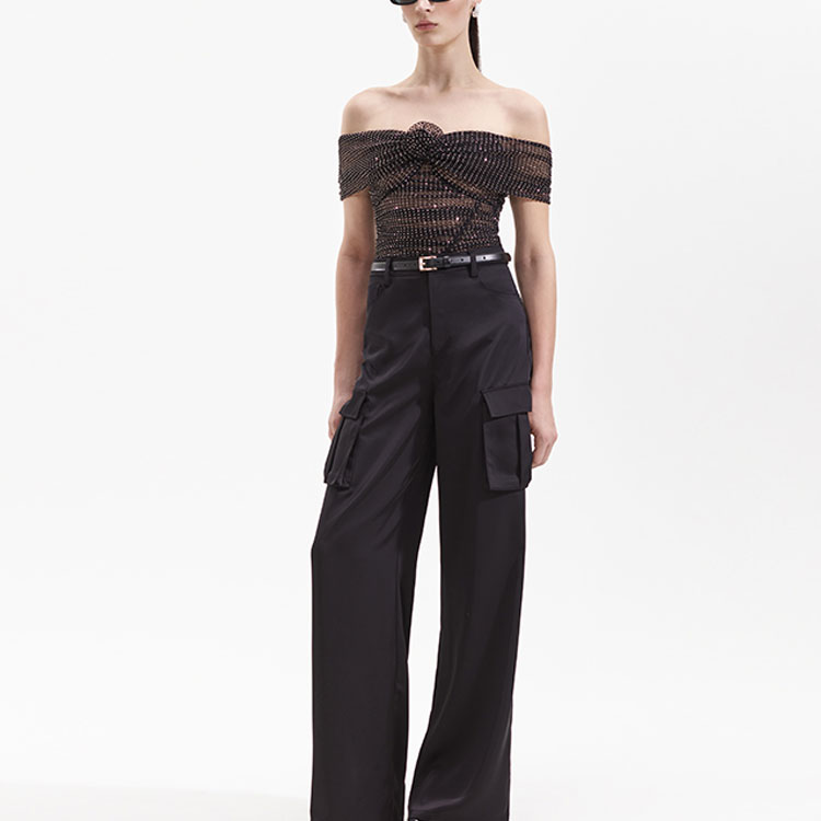 (Women) Self-Portrait  Black Off-Shoulder Rhinestone Floral Dress SWF352C03500 圖 5