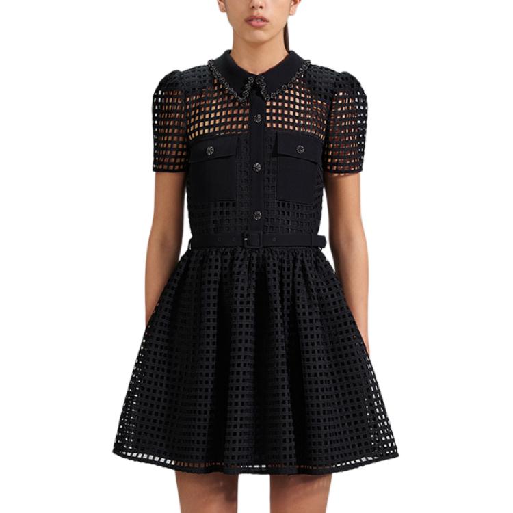 Order (Women) Self-Portrait  Black Puff Sleeve Cut-Out Collar Mini Dress. SWF341Y09900