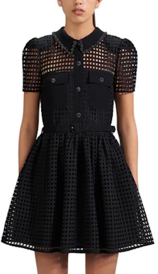 (Women) Self-Portrait Black Puff Sleeve Cut-Out Collar Mini Dress. SWF341Y09900 Order (Women) Self-Portrait Black Puff Sleeve Cut-Out Collar Mini Dress. SWF341Y09900