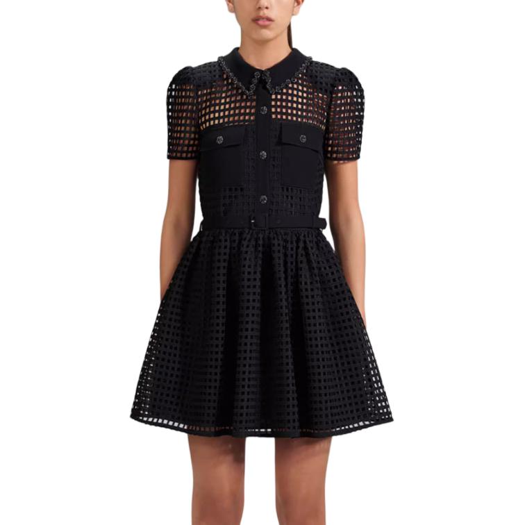 Purchase (Women) Self-Portrait  Black Puff Sleeve Cut-Out Collar Mini Dress. SWF341Y09900