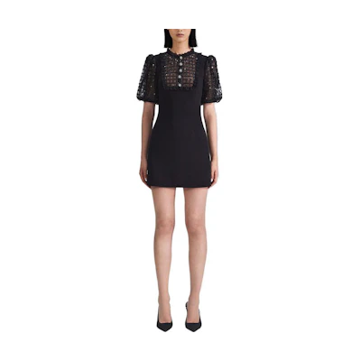 (Women) Self-Portrait Black Sequin Puff Sleeve Mini Dress SWF342Y18900