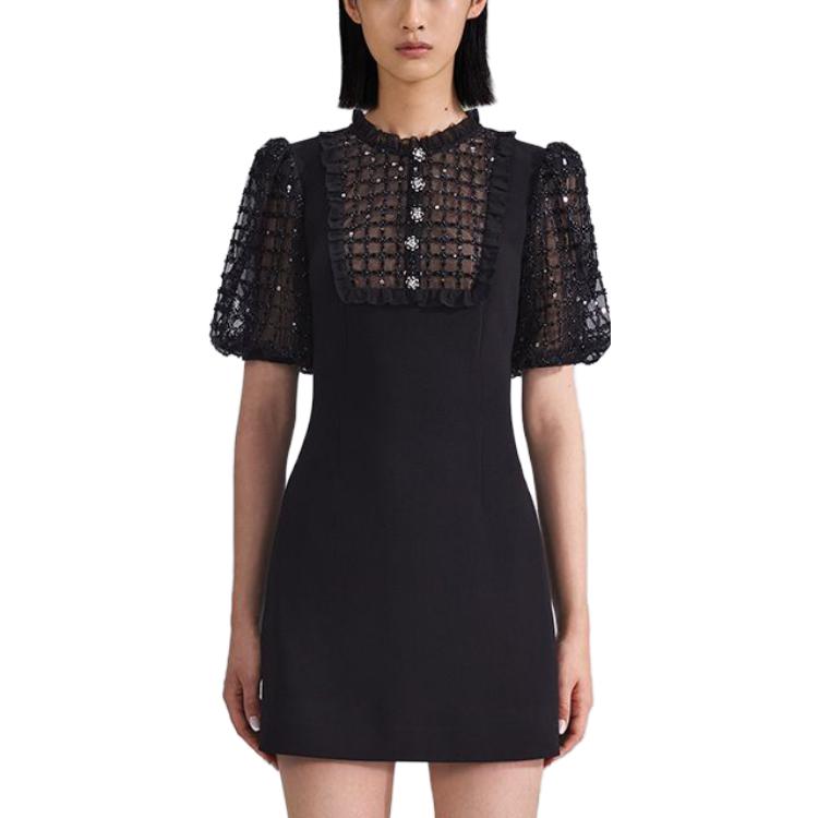 (Women) Self-Portrait  Black Sequin Puff Sleeve Mini Dress SWF342Y18900 圖 3