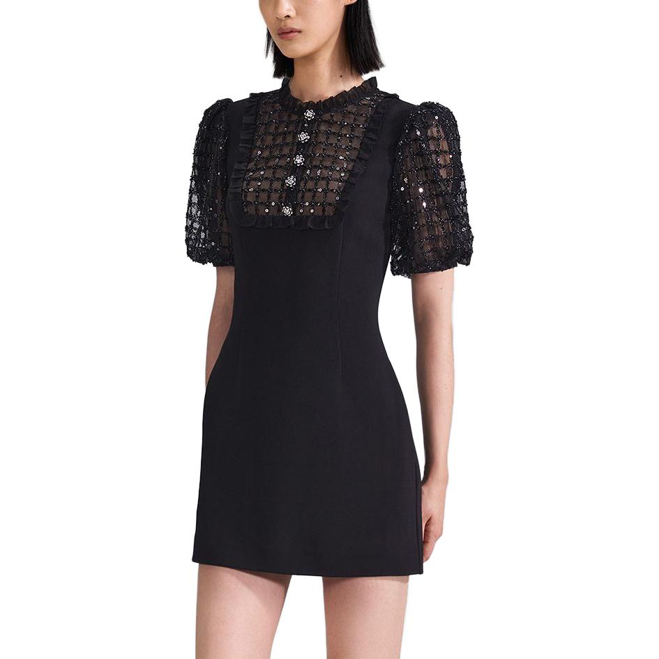 (Women) Self-Portrait  Black Sequin Puff Sleeve Mini Dress SWF342Y18900 圖 5