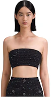 (Women) Self-Portrait Black Sequin Strapless Slim-Fit Top SWF342M06200 (Women) Self-Portrait Black Sequin Strapless Slim-Fit Top SWF342M06200