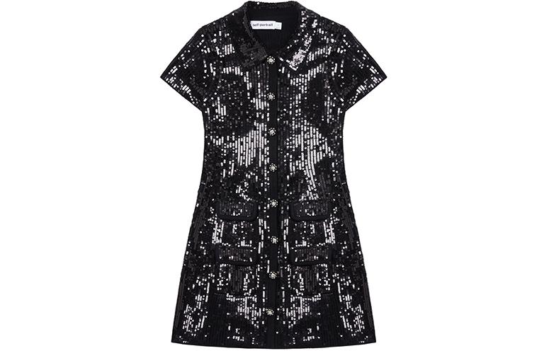 (Women) Self-Portrait  Black Short-Sleeve Polo Mini Dress Classic Style. SWF352M04600 圖 2