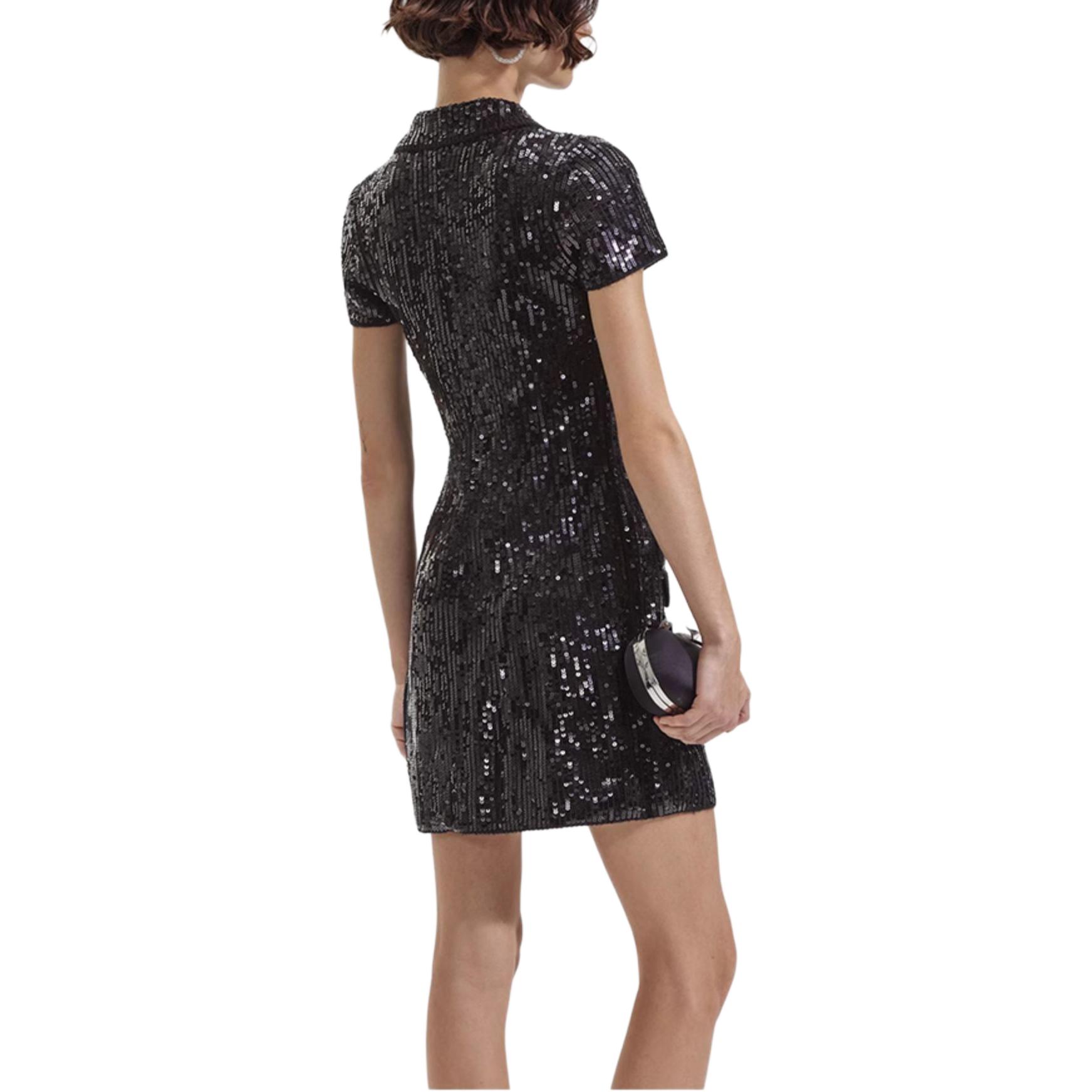 (Women) Self-Portrait  Black Short-Sleeve Polo Mini Dress Classic Style. SWF352M04600 圖 4