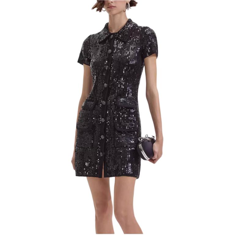 (Women) Self-Portrait  Black Short-Sleeve Polo Mini Dress Classic Style. SWF352M04600 圖 5