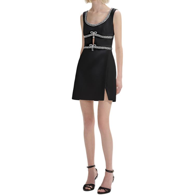 (Women) Self-Portrait  Black Sleeveless V-Neck Mini Dress Slim Fit SWF353Y09700 圖 3