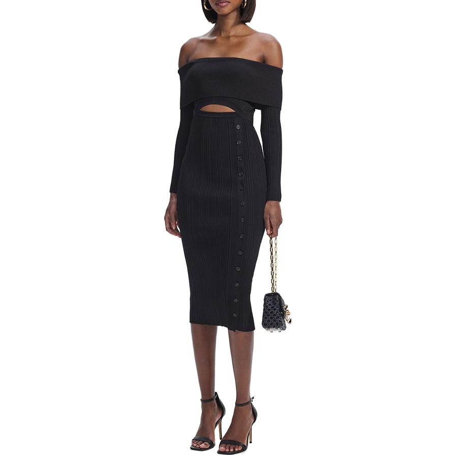 (Women) Self-Portrait  Black Slim-Fit Knit Long-Sleeve Dress SWF351M03800 圖 3