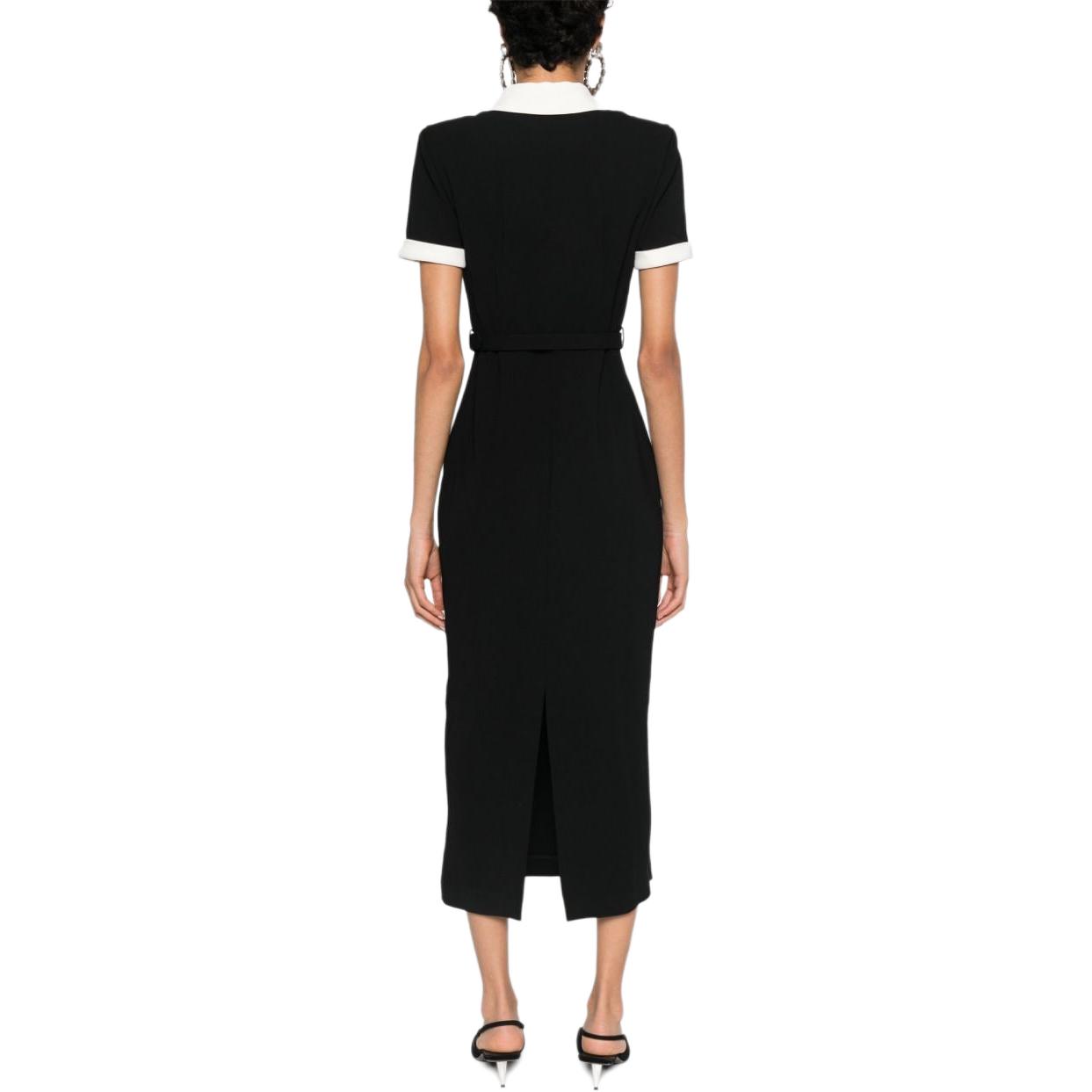 (Women) Self-Portrait  Black Slim-Fit Polo Midi Dress with Striped Trim. AW24007MBBLACK 圖 6