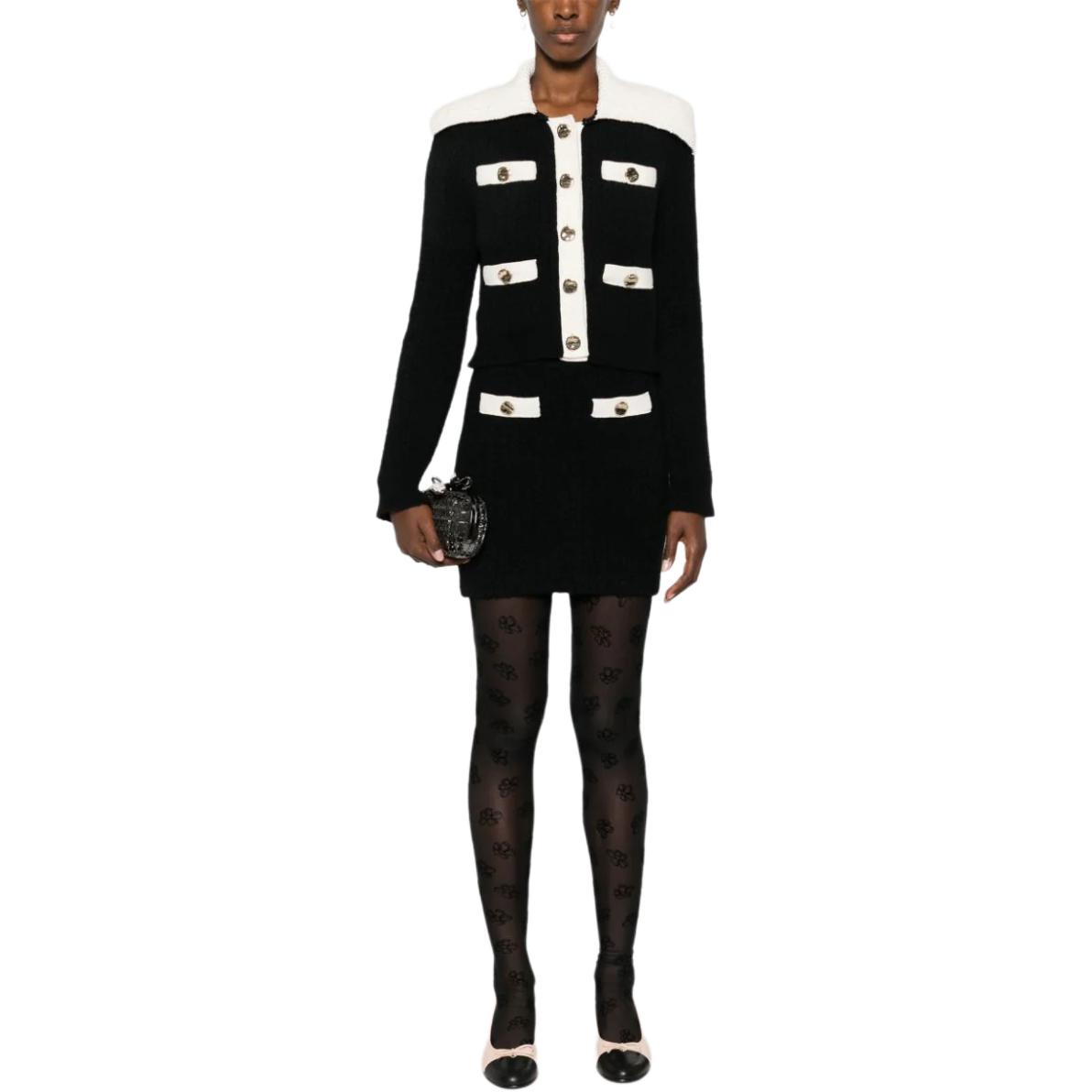 Lookbook (W) 셀프-포트레이트 블랙 슬림핏 긴소매 버튼업 자켓 AW24074C-BLACK