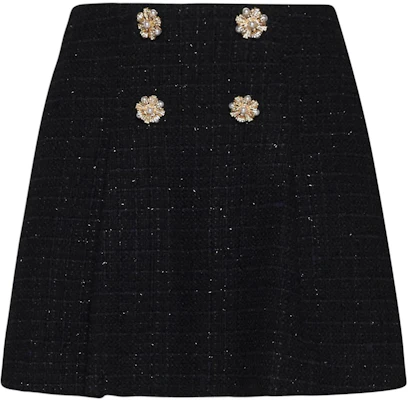 (Women) Self-Portrait Black Solid Slim-Fit Casual Mini Skirt. RS24041SKB-BLACK Order (Women) Self-Portrait Black Solid Slim-Fit Casual Mini Skirt. RS24041SKB-BLACK