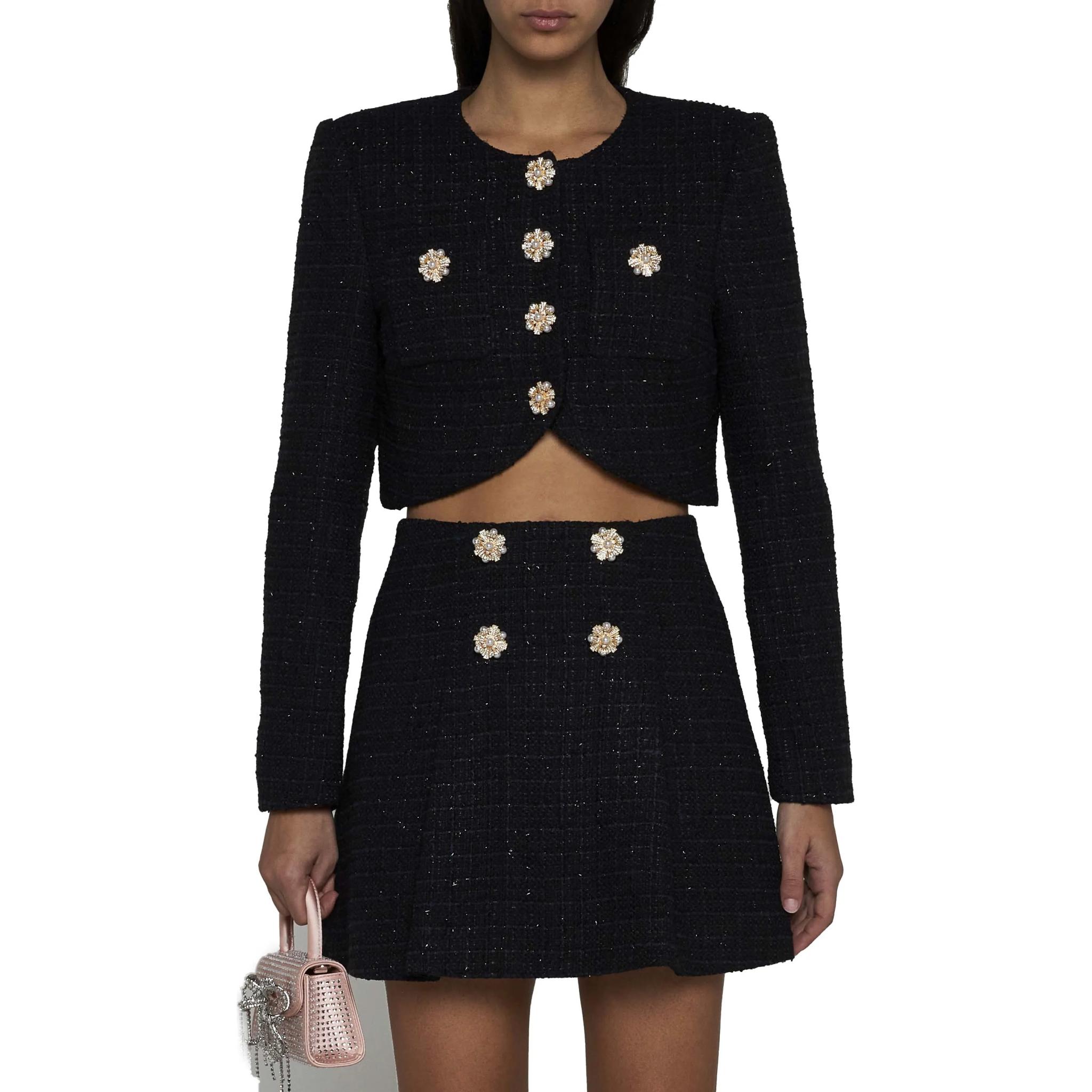 (Women) Self-Portrait  Black Solid Slim-Fit Casual Mini Skirt. RS24041SKB-BLACK 圖 4