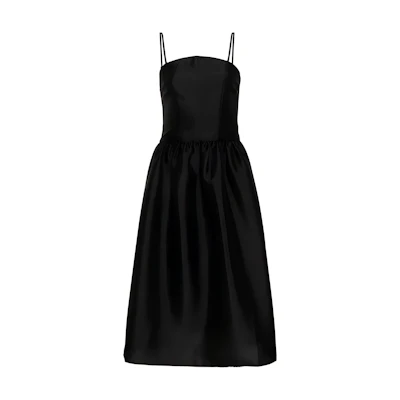 (Women) Self-Portrait Black Solid Slim Fit High Waist Midi Cami Dress PF24008MB-BLACK