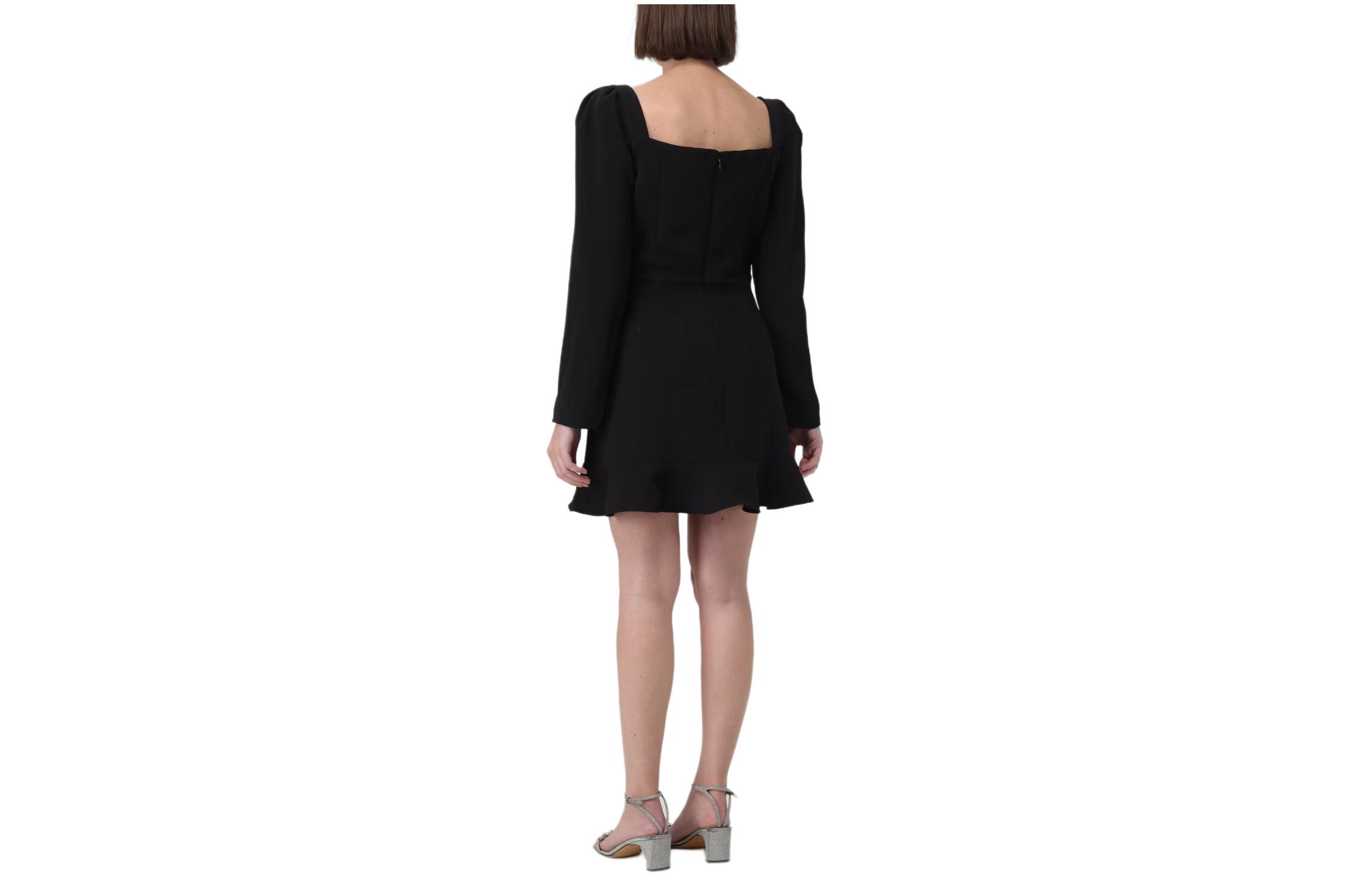 (Women) Self-Portrait  Black Square Neck Slim Fit Long Sleeve Mini Dress RS24030SB-BLACK 圖 3