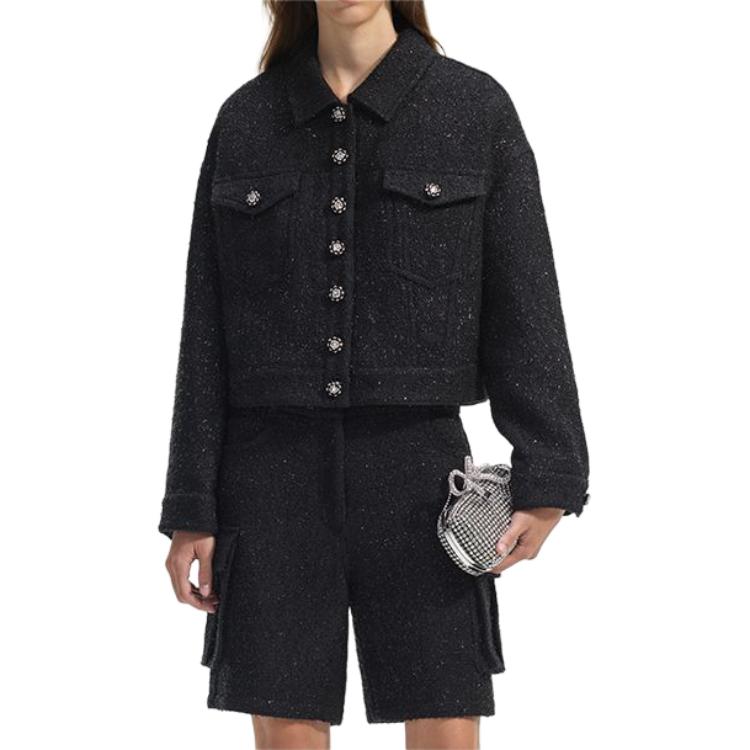 (Women) Self-Portrait  Black Tweed Jacket with Lapel, Pockets & Drop Shoulder Design SWF351T01500 圖 3