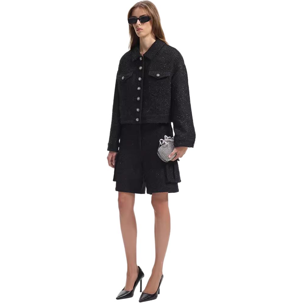 (Women) Self-Portrait  Black Tweed Jacket with Lapel, Pockets & Drop Shoulder Design SWF351T01500 圖 4
