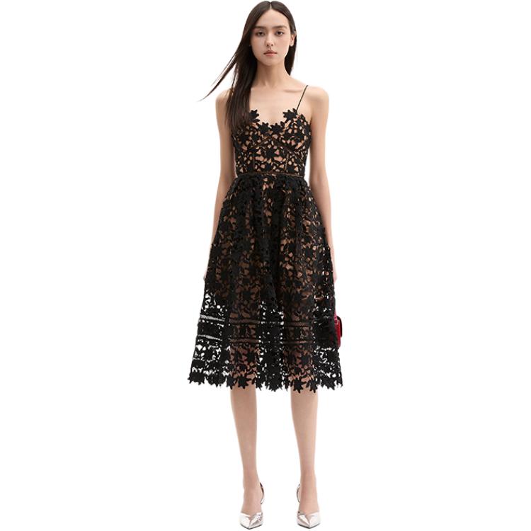 (Women) Self-Portrait  Black V-Neck Embroidered Sleeveless Dress. SWF336Y13800 圖 2