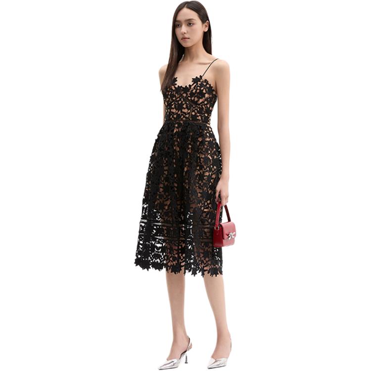 (Women) Self-Portrait  Black V-Neck Embroidered Sleeveless Dress. SWF336Y13800 圖 3