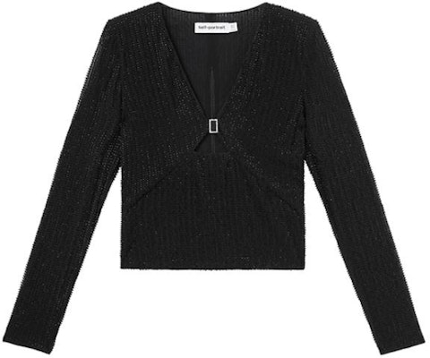 (W) Self-Portrait 黑色V領珍珠細節長袖T恤 SWF352C03100 Order (W) Self-Portrait 黑色V領珍珠細節長袖T恤 SWF352C03100