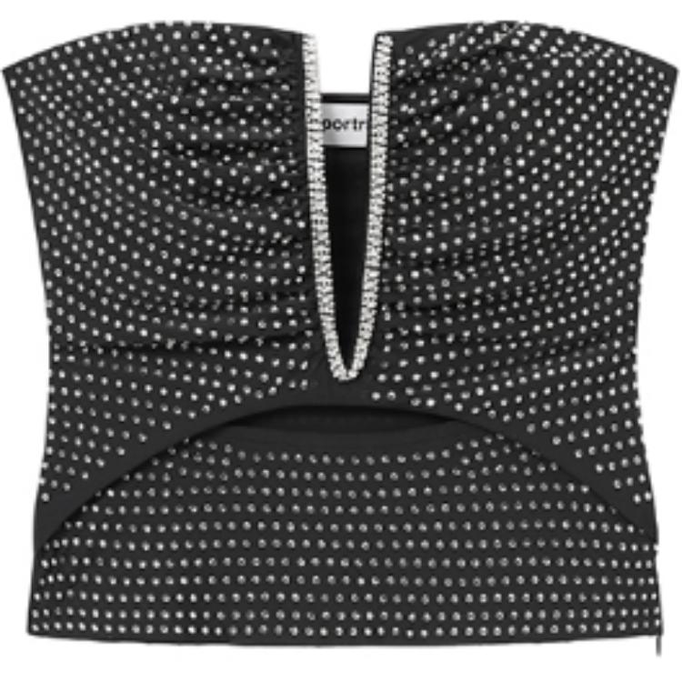 (Women) Self-Portrait  Black V-Neck Rhinestone Cutout Bustier Dress SWF353B00500 圖 2