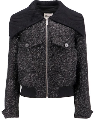 (W) Self-Portrait 黑色拼接翻領拉鍊長袖外套 AW24051JB-BLACK Buy (W) Self-Portrait 黑色拼接翻領拉鍊長袖外套 AW24051JB-BLACK