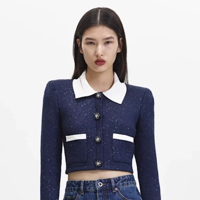 (W) Self-Portrait Baju Knit Biru Berleher Lipat Lengan Panjang Pendek. SWF344M04100 Purchase (W) Self-Portrait Baju Knit Biru Berleher Lipat Lengan Panjang Pendek. SWF344M04100