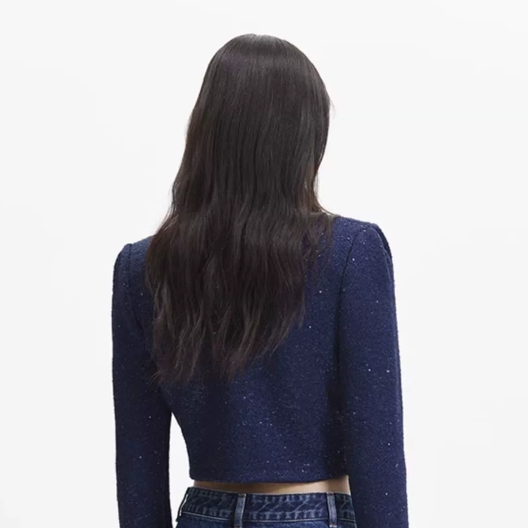 Details for (W) Self-Portrait Baju Knit Biru Berleher Lipat Lengan Panjang Pendek. SWF344M04100