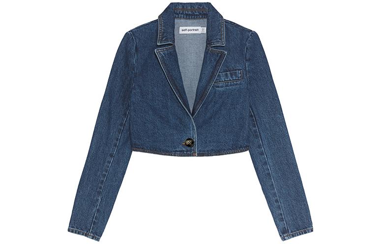 Shop (W) Self-Portrait 藍色短版西裝外套（翻領設計，長袖） SWF343T00600