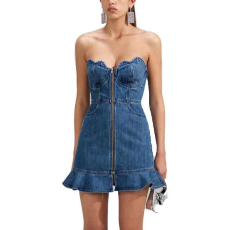 Lookbook (W) Self-Portrait 藍色牛仔荷葉邊露肩美人魚連衣裙 優雅之選 SWF341Y05500