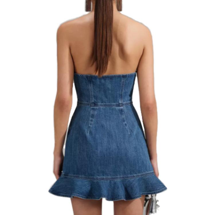 Shop (W) Self-Portrait 藍色牛仔荷葉邊露肩美人魚連衣裙 優雅之選 SWF341Y05500