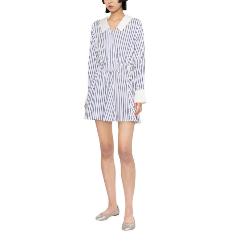 (Women) Self-Portrait  Blue Striped Collar Long Sleeve Mini Dress SS24173SBLBLUE 圖 4