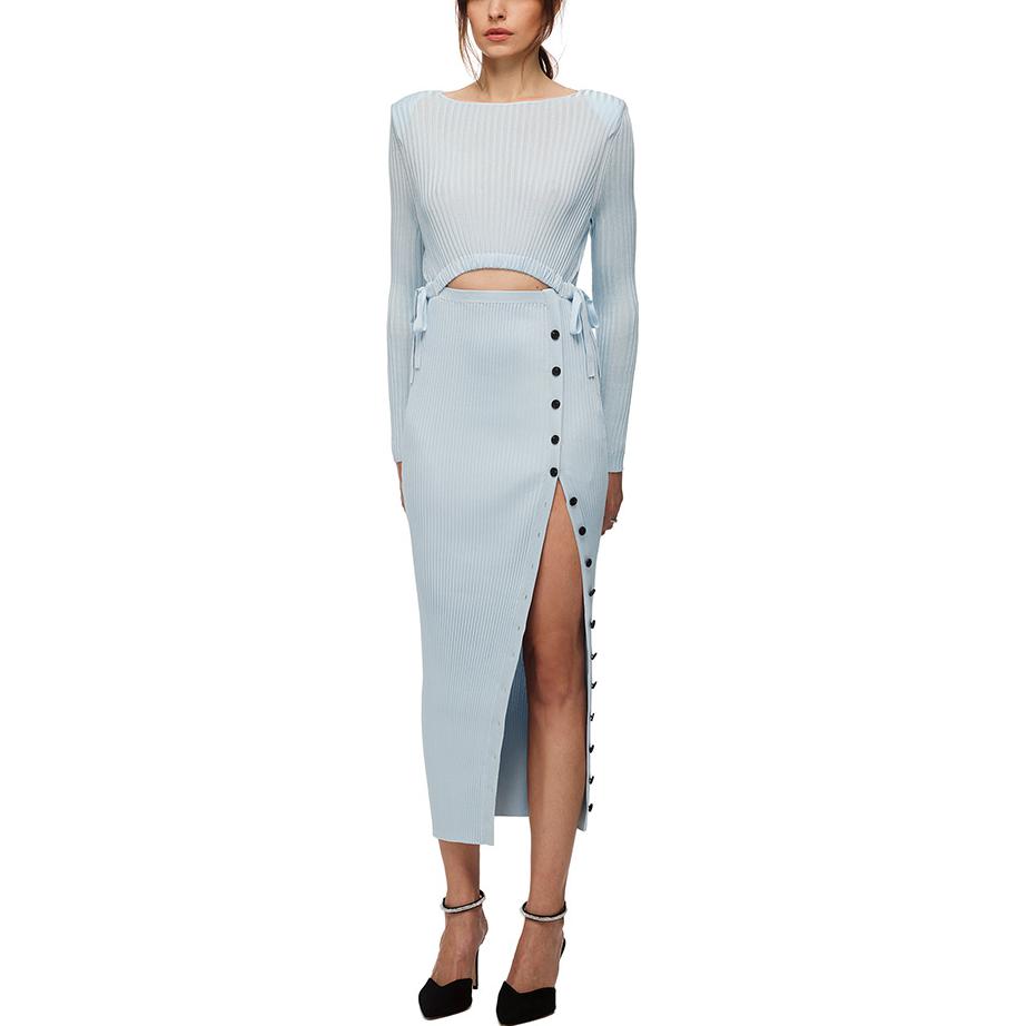 (Women) Self-Portrait  Blue Two-Piece Knit Long Sleeve Midi Dress. SWF322M06100 圖 3