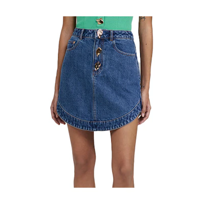 (Women) Self-Portrait Blue Vintage Denim Mini Skirt Casual Style. SWF333Q00400