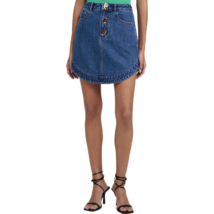 Purchase (W) Self-Portrait Biru Vintage Denim Mini Skirt Gaya Kasual. SWF333Q00400