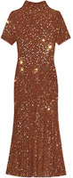 (Women) Self-Portrait Brown Mesh Midi Dress with Rhinestone Galaxy Design. SWF354Y14800 (Women) Self-Portrait Brown Mesh Midi Dress with Rhinestone Galaxy Design. SWF354Y14800