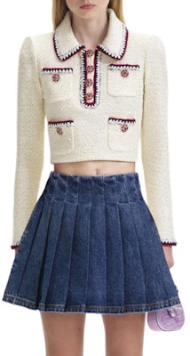 (W) Self-Portrait Sweater Kasual Selesa Warna Putih Gading. SWF344M02500 Shop (W) Self-Portrait Sweater Kasual Selesa Warna Putih Gading. SWF344M02500