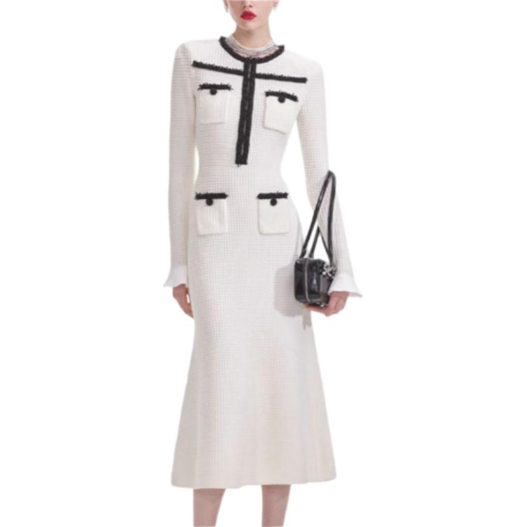 (Women) Self-Portrait  Casual Long Sleeve Dress White/Black Contrast SWF361M06200 圖 2