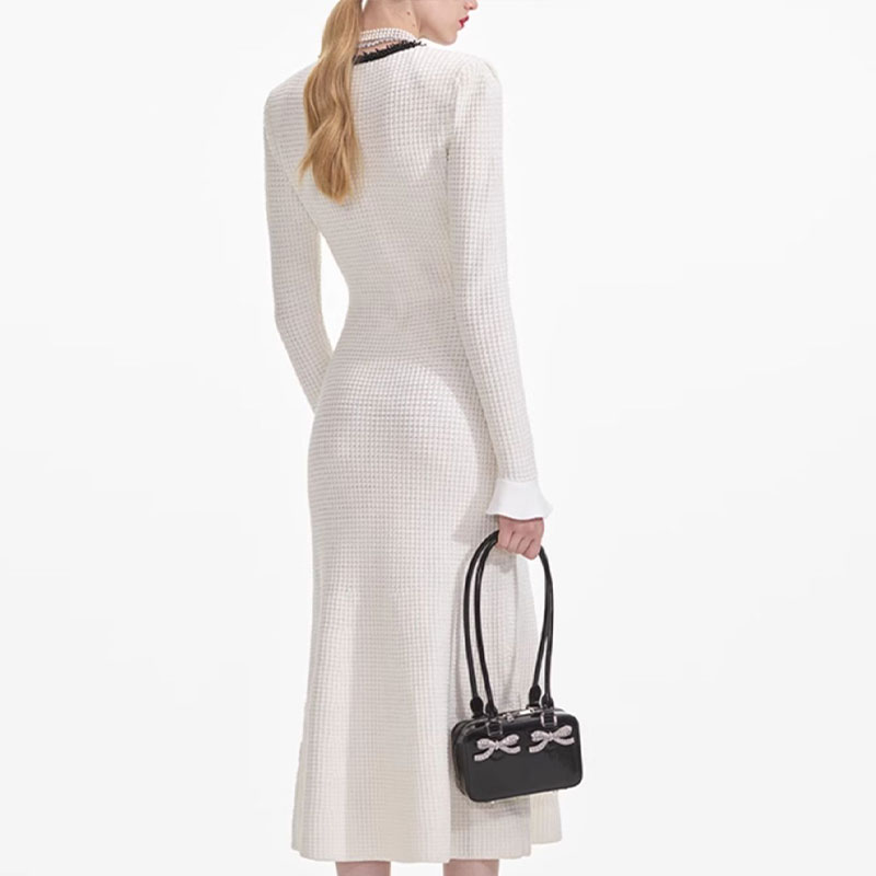 (Women) Self-Portrait  Casual Long Sleeve Dress White/Black Contrast SWF361M06200 圖 4