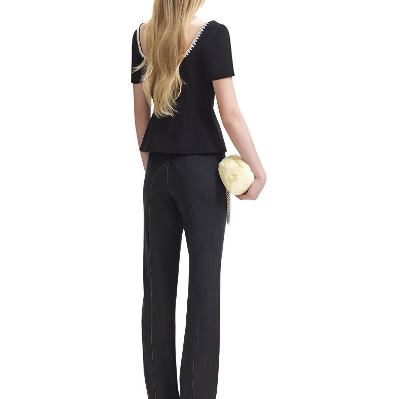 Shop (W) Self-Portrait 黑色雪紡襯衫泡泡袖優雅腰身設計 AW23-069TA-B