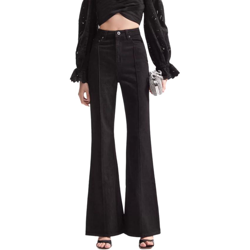 Lookbook (W) Self-Portrait 經典黑色翻邊喇叭口袋牛仔褲 SWF352K02200