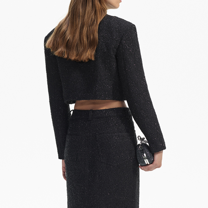 (Women) Self-Portrait  Classic Black Cropped Long-Sleeve Tweed Jacket. SWF351T01100 圖 5