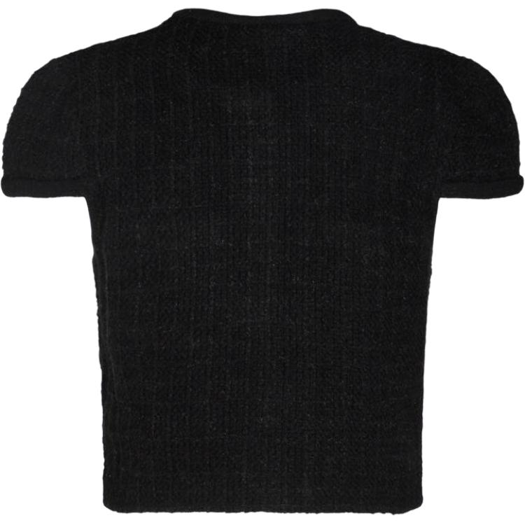 Lookbook (W) Self-Portrait 經典黑色短袖針織上衣 配釦細節 PF24127TBBLACK