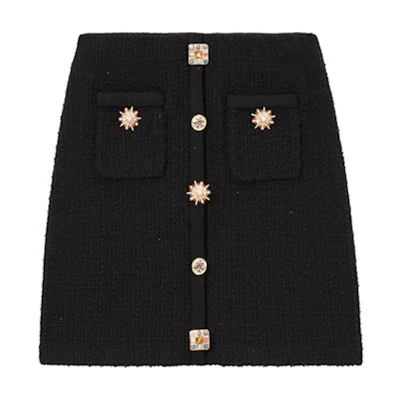 (Women) Self-Portrait Classic Black Knit Skirt with Buckle Detail SWF353M00900