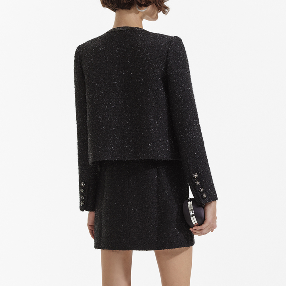 Lookbook (W) Self-Portrait Chaqueta Casual Clásica Negra de Manga Larga. SWF352T02400